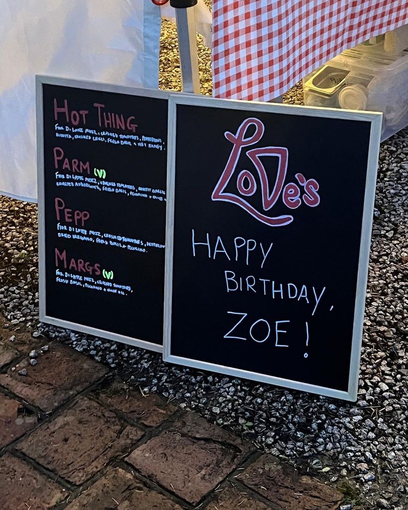 A photo of a chalk board reading "Happy Birthday Zoe"