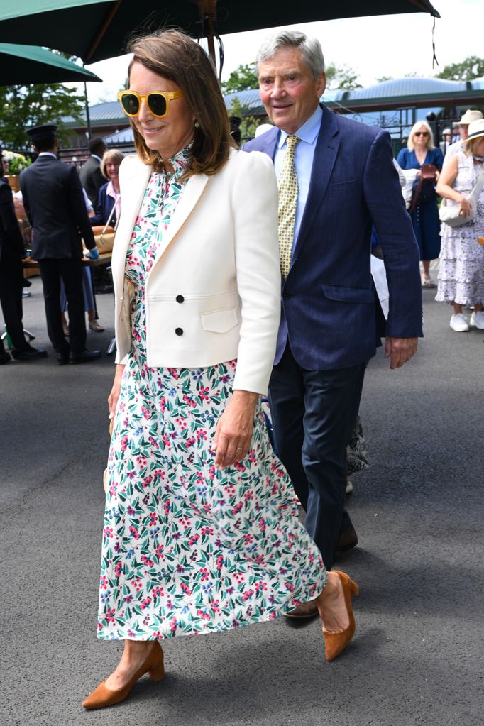 Michael Middleton and Carole Middleton attend day four of the Wimbledon Tennis Championships at the All England Lawn Tennis 