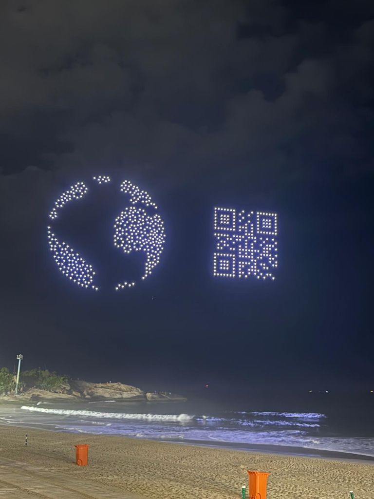 The Prince of Wales surprised locals on Rio de Janeiro’s Ipanema Beach with a drone show 