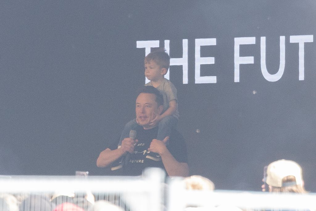 elon musk and his son X Æ A-Xii in germany