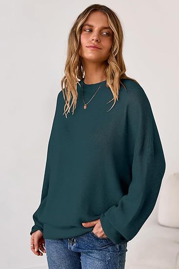 Arach and Cloz Women Wool Blend Oversized Sweaters Crewneck Casual Fall Outfits Fashion Tops 5205