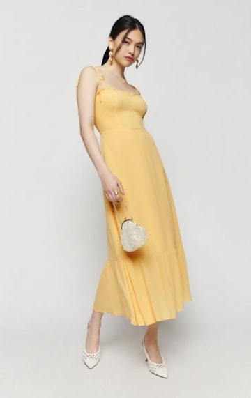 reformation yellow dress 