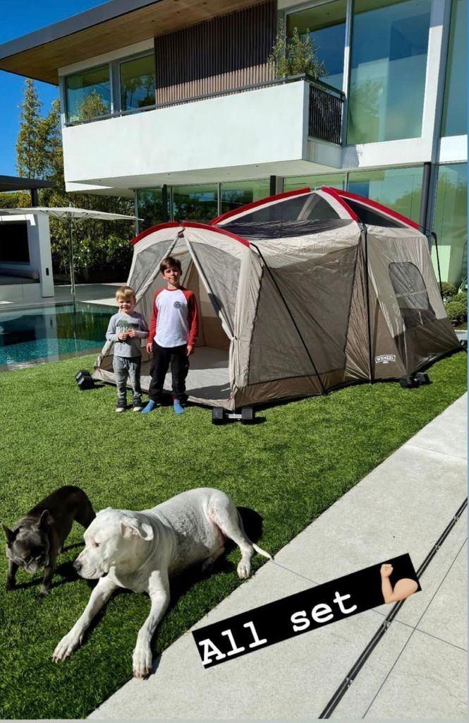 Christina Hall's sons prepare for a campout at their luxury home