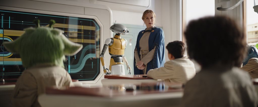 Droid teacher and Fara (Kerry Condon) in Lucasfilm's Skeleton Crew