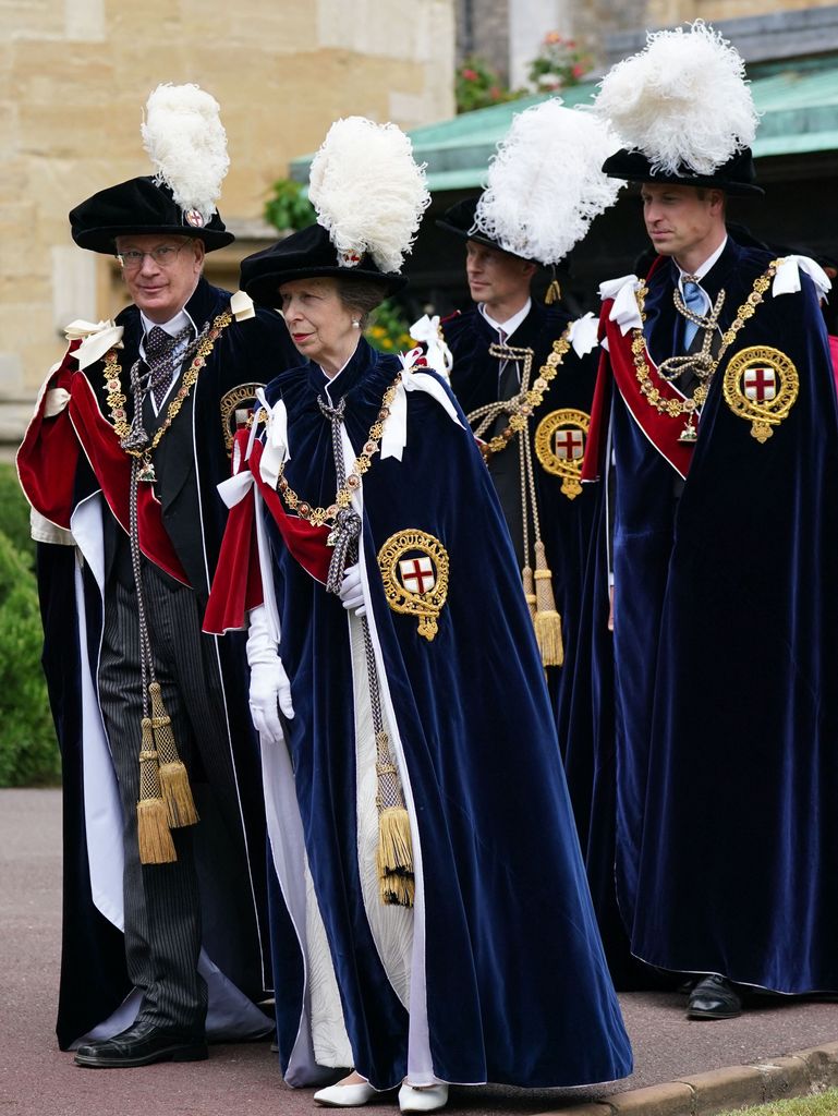 The Duke of Gloucester, the Princess Royal, the Duke of Edinburgh and the Prince of Wales during the procession