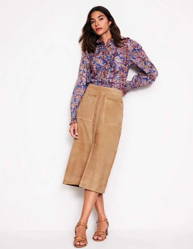 Boden A-Line Suede Skirt