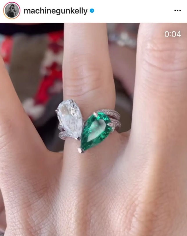 A close-up of Megan's engagement ring