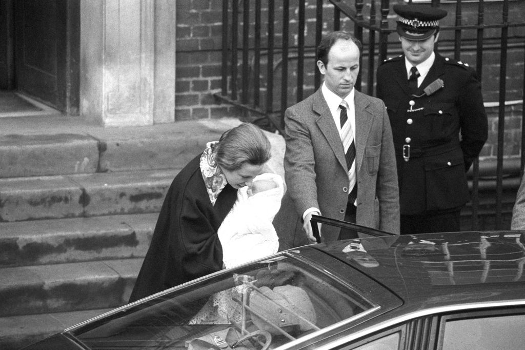 Princess Anne leaving Lindo Wing with baby Zara