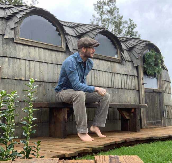 David Beckham garden sauna