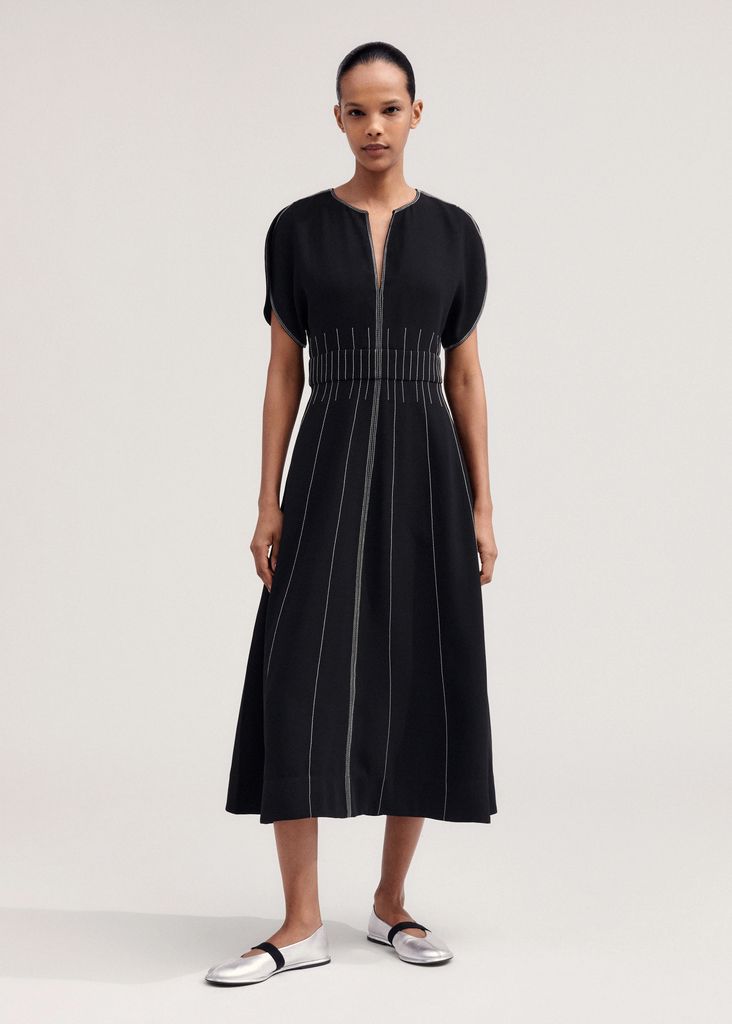 ME+EM Contrast Stitch Midi Dress