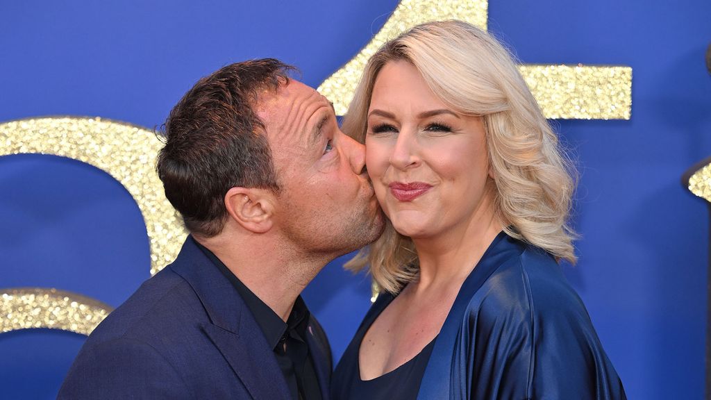 Stephen Graham gives wife Hannah Walters a kiss on the cheek. 