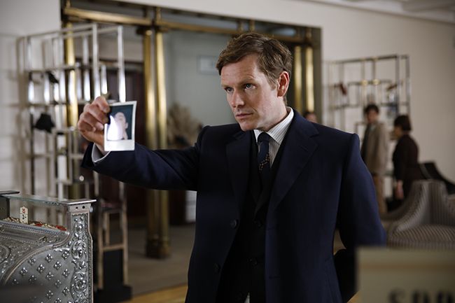 Shaun Evans holds out photo in Endeavour series nine first look