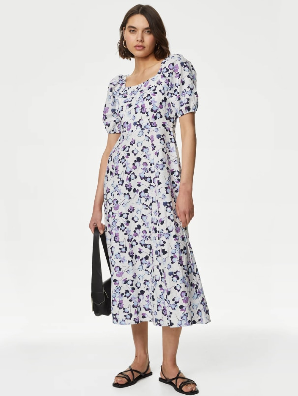 marks and spencer white floral dress 