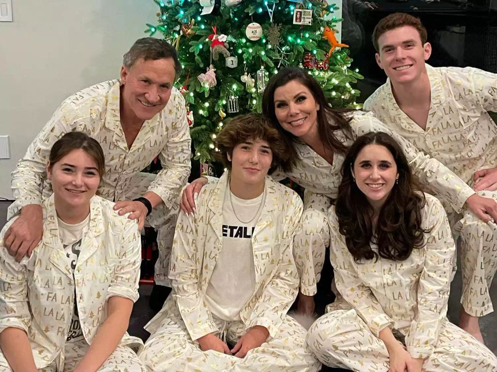 Terry Dubrow and Heather (top row, L and C) with their four children, Nick (top row, R), Kat, Ace and Max (bottom row L-R)