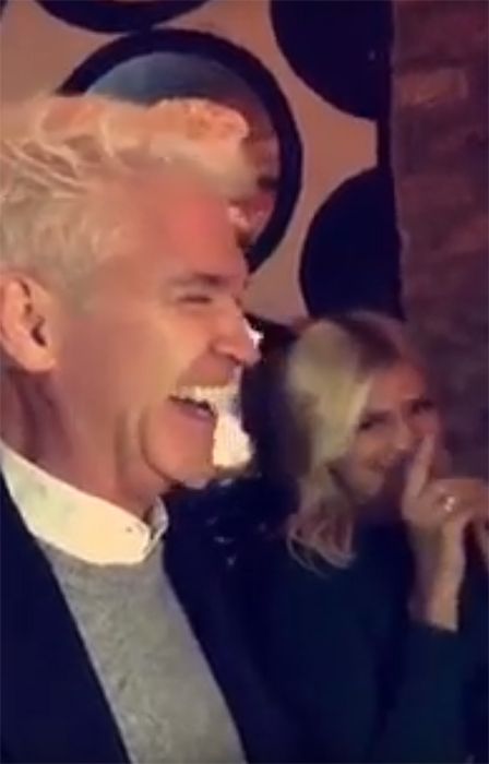 holly willoughby and phillip schofield giggling at davnia mccall birthday