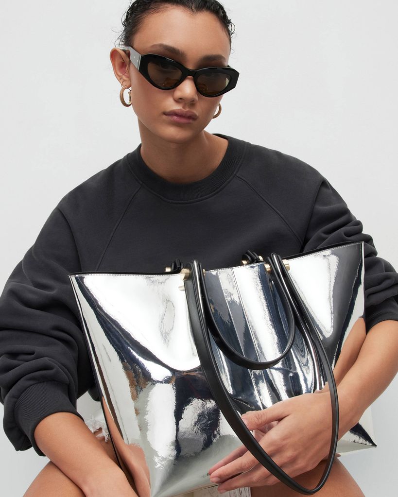 metallic beach bag all saints