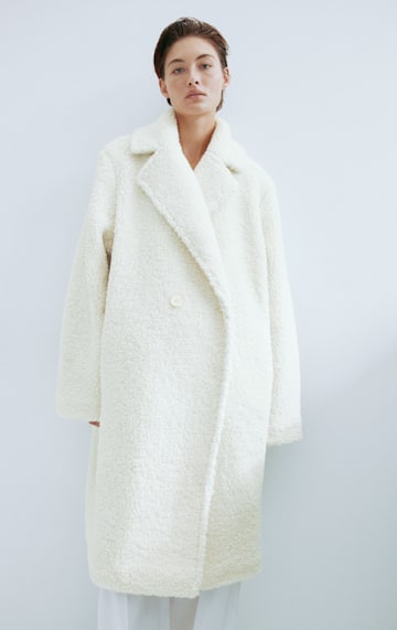 h and m cream teddy coat 