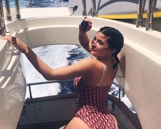 kylie jenner red dior swimsuit