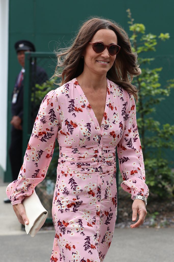 Pippa Middleton wearing pink floral dress