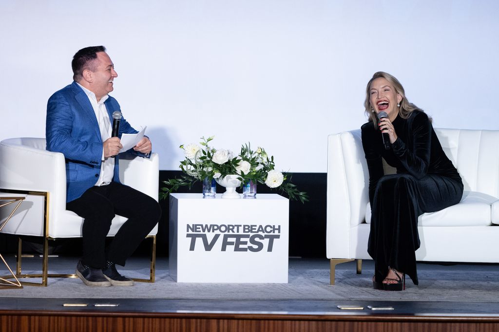 Scott Feinberg and Kate Hudson speaking at Newport Beach TV FEST 