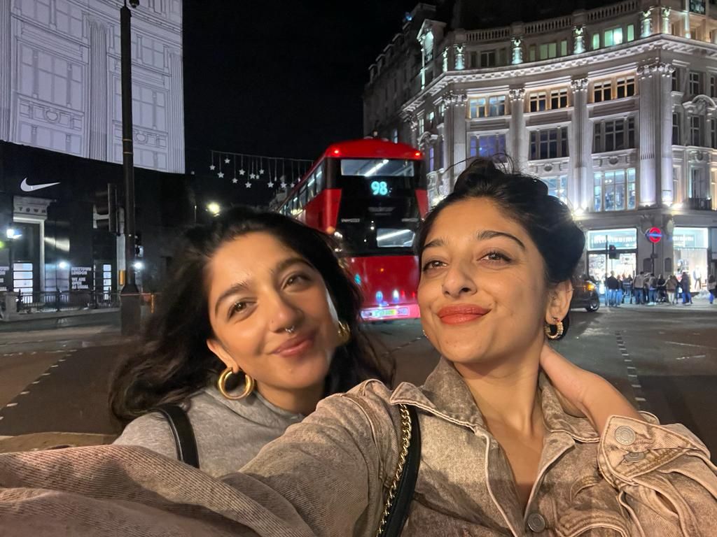 Two women posing for a selfie in central London