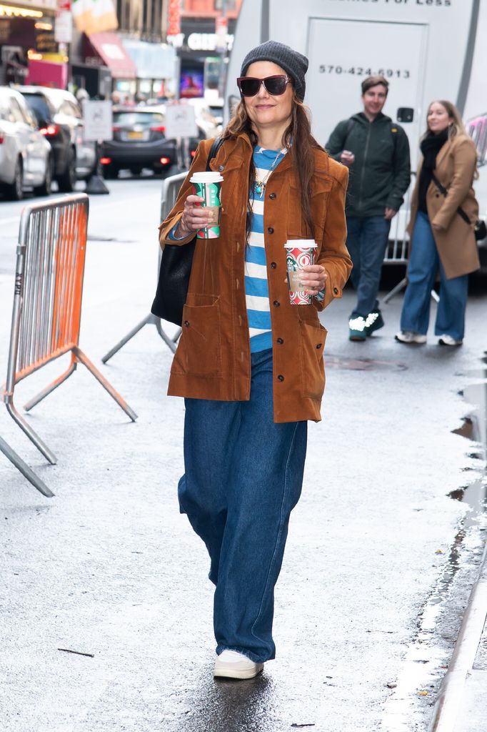 Katie opted for a striped look to match her skater-girl accessories