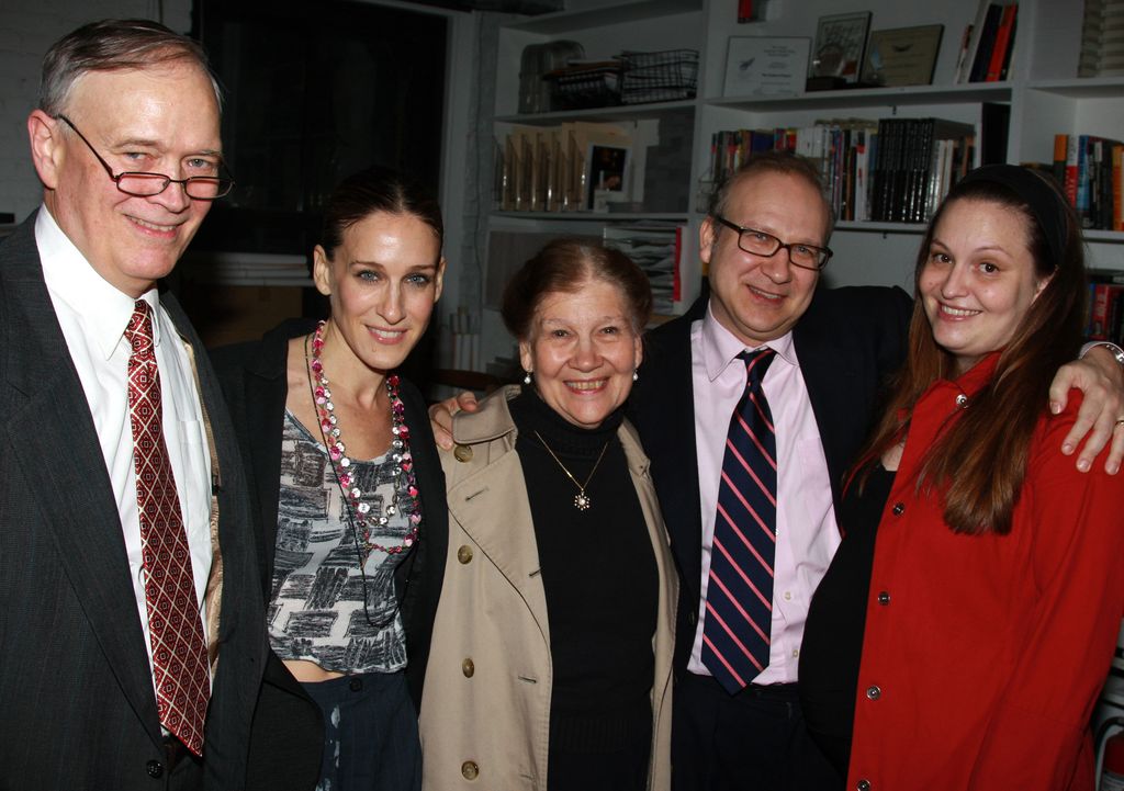 Actress Sarah Jessica Parker (ctr) with father Paul Forste (l), mother Barbra Forste (r), brother Director Pippin Parker and his wife attend the after party for The Culture Project's "Betrayed" on opening night at The Bowery Hotel on February 6, 2008 in New York City.  