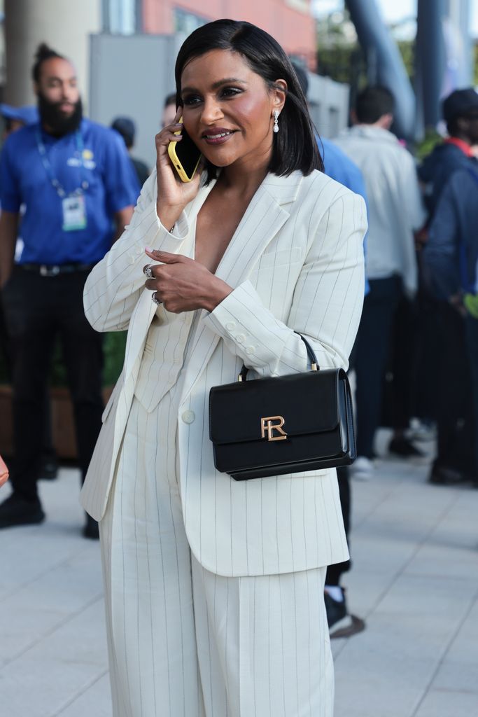 Mindy Kaling attends the men's final on day fourteen of the 2024 US Open Tennis Championships at the USTA Billie Jean King Tennis Center on September 8, 2024 in Flushing Meadows, Queens, New York City