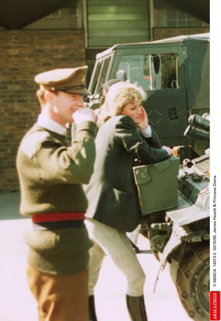 James Hewitt in military uniform with Princess Diana