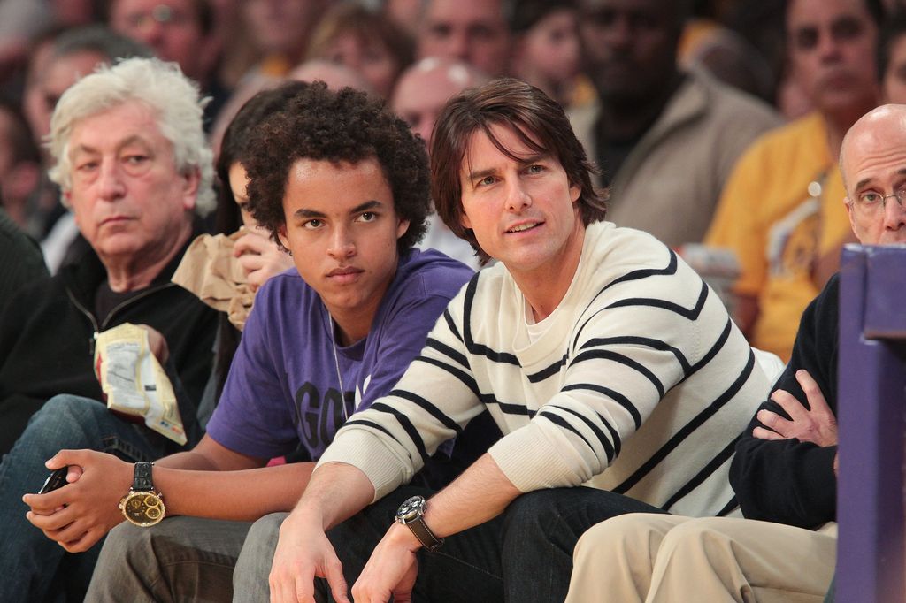 Connor Cruise and Tom Cruise attend a game between the New Orleans Hornets and the Los Angeles Lakers at Staples Center on March 27, 2011 in Los Angeles, California