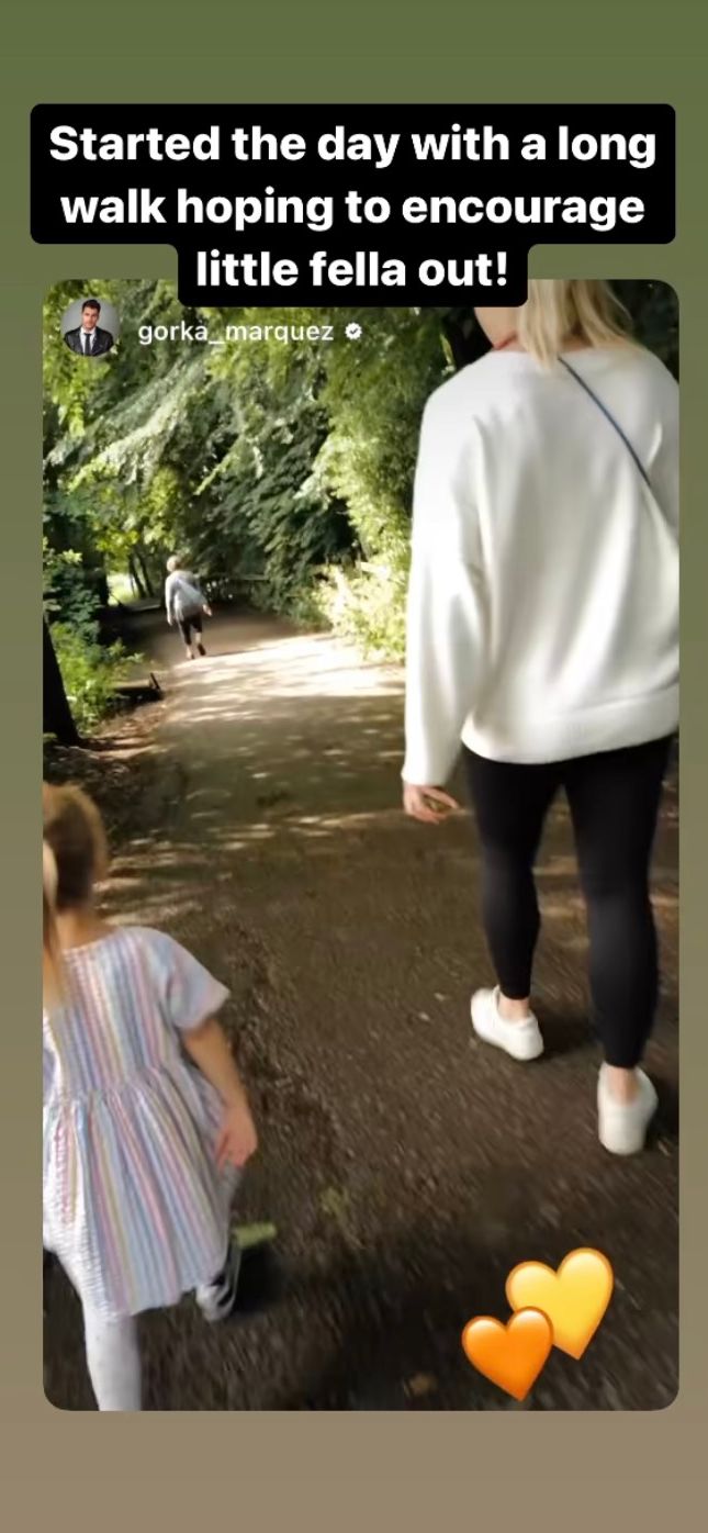 Gemma Atkinson walks with Mia as she waits for baby's birth