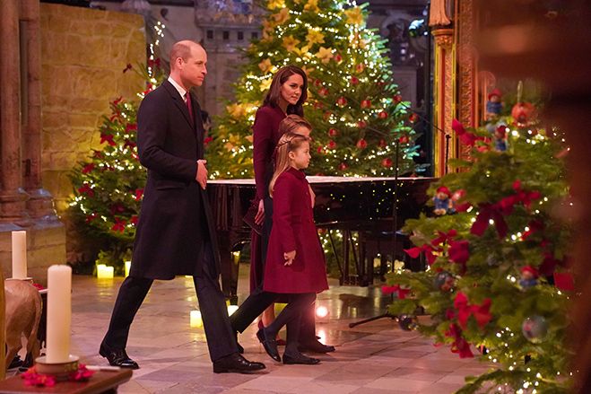 Kate Middleton and Prince William inside Westminster Abbey with Prince George and Princess Charlotte