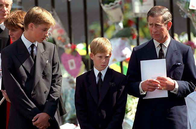 William, Harry and Charles at Dianas funeral 