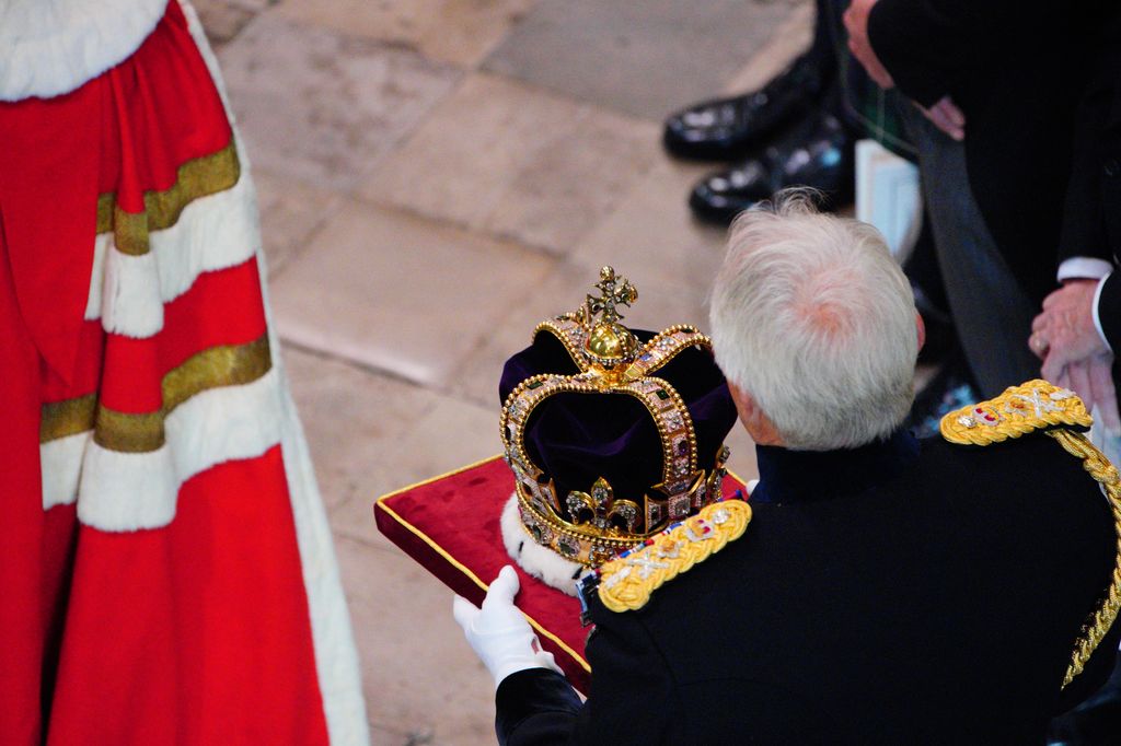 St Edward's Crown is carried into the service