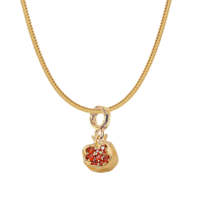 Fruit Pendant Brazilian Chain Necklace - Pomegranate
