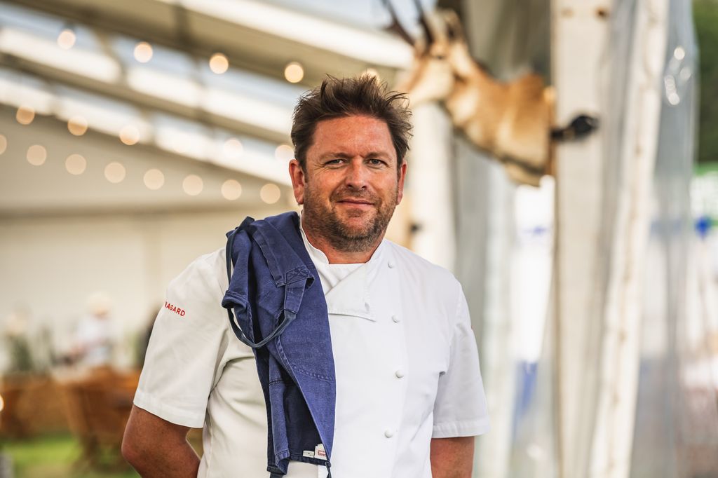 James Martin in chef's uniform at The Game Fair