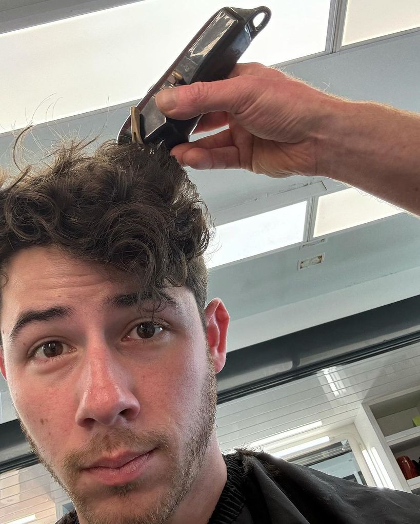Nick Jonas shares a photo ahead of getting his head shaved into a buzzcut on Instagram