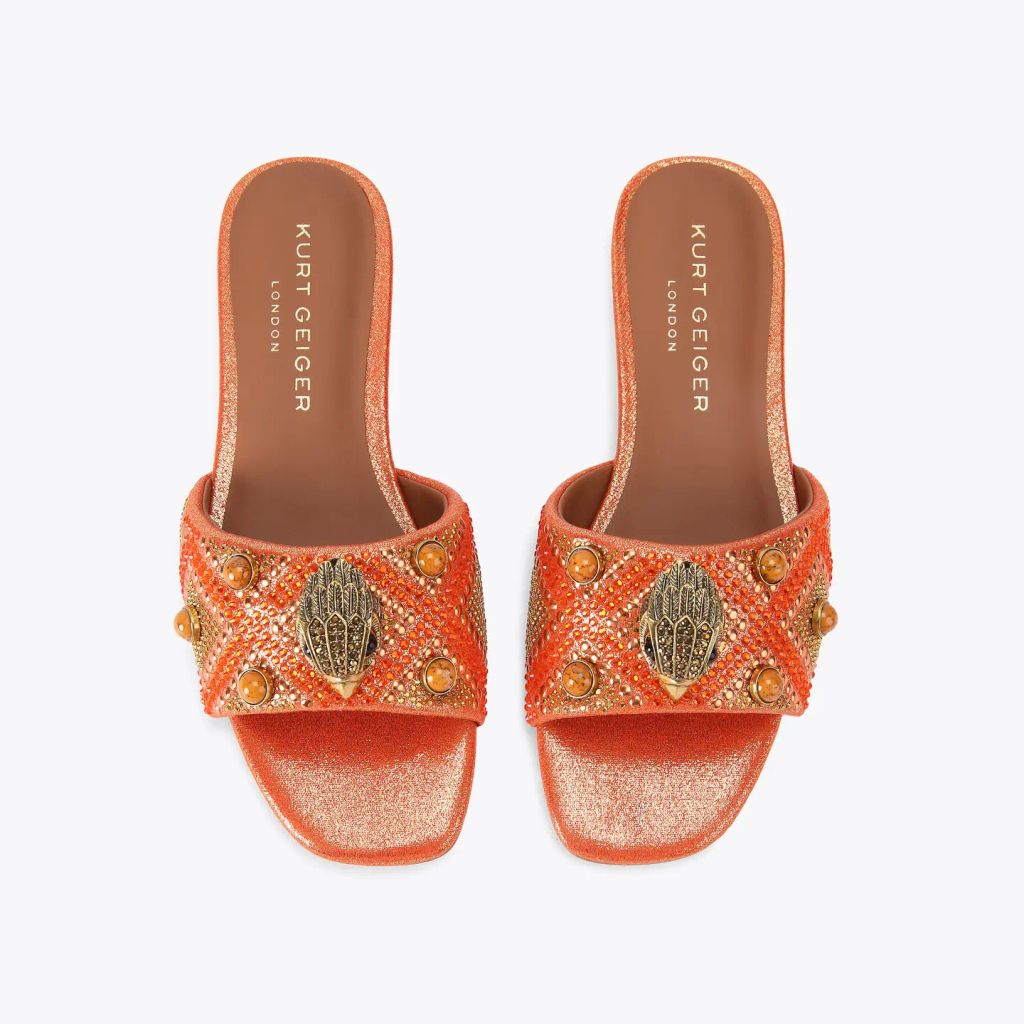 kensington jewel flat sandal in orange