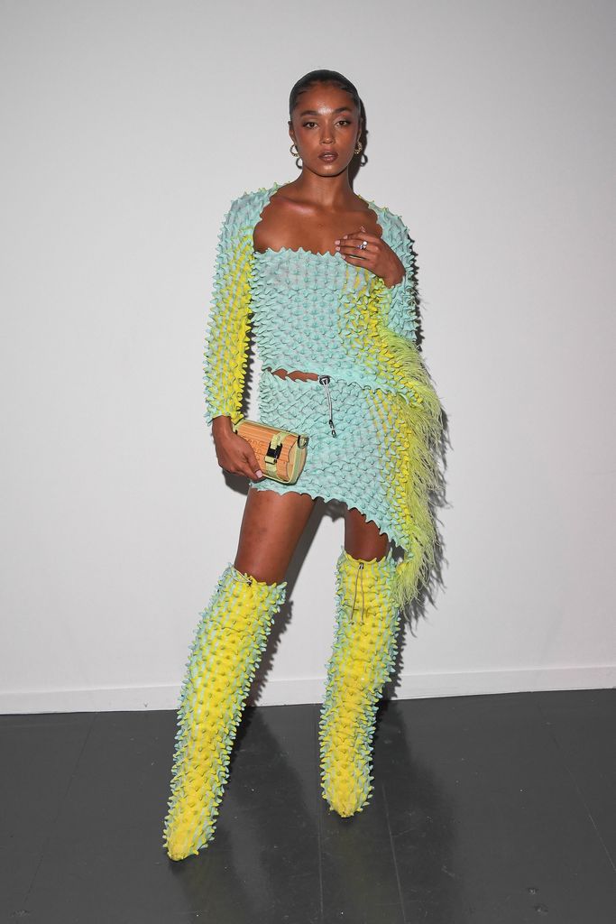 Jasmine Jobson attends the Chet Lo show during London Fashion Week September 2023 at The Old Selfridges Hotel on September 18, 2023 in London, England. 