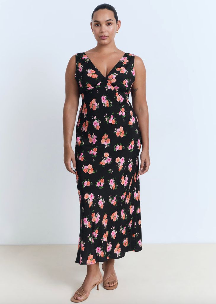 Mango black floral dress