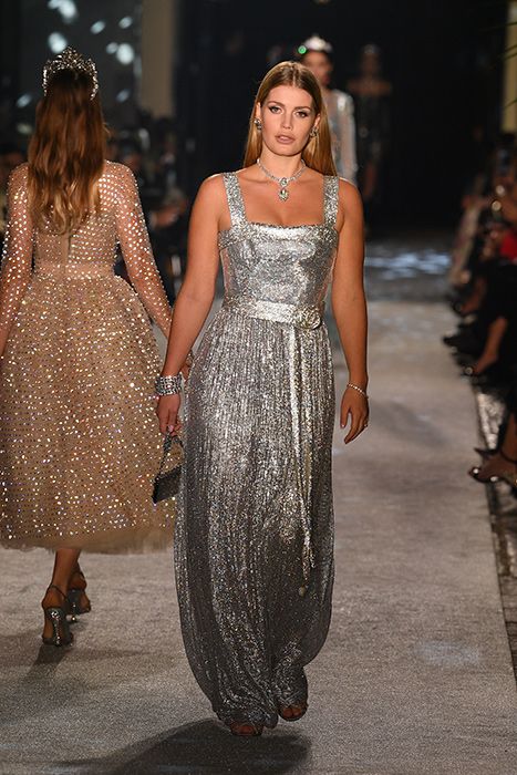 lady kitty spencer dolce and gabbana show silver sequin dress