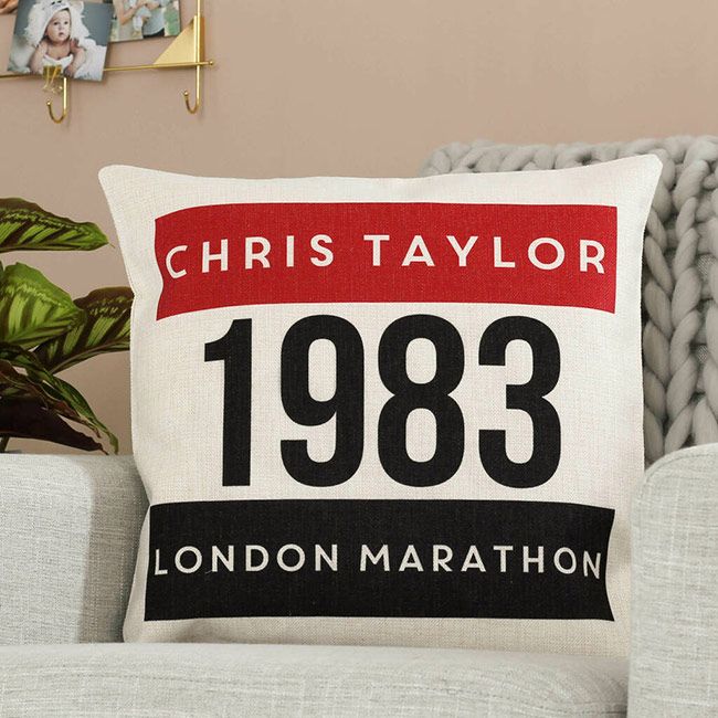 personalised marathon cushion