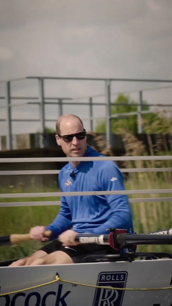 Prince William rows wearing blue shirt