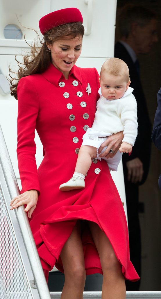 The Princes of Wales  and Prince George arriving at the Military Terminal at Wellington Airport 