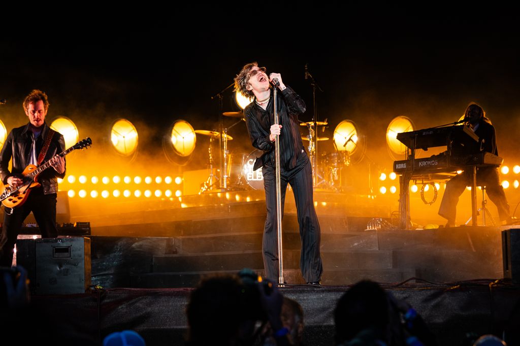 Nick Bockrath, Matt Shultz and Matthan Minister of Cage The Elephant performs during the 2025 BottleRock festival