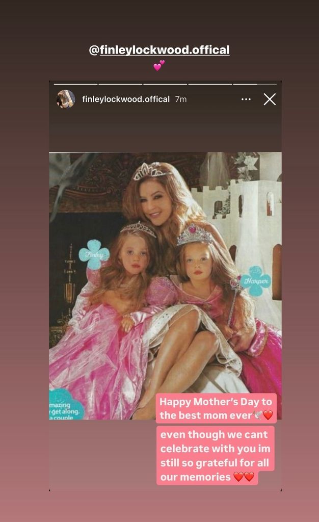 Instagram Story reposted by Riley Keough on Mother's Day 2024, a tribute shared by her younger half sister Finley Lockwood in honor of their late mom Lisa Marie Presley