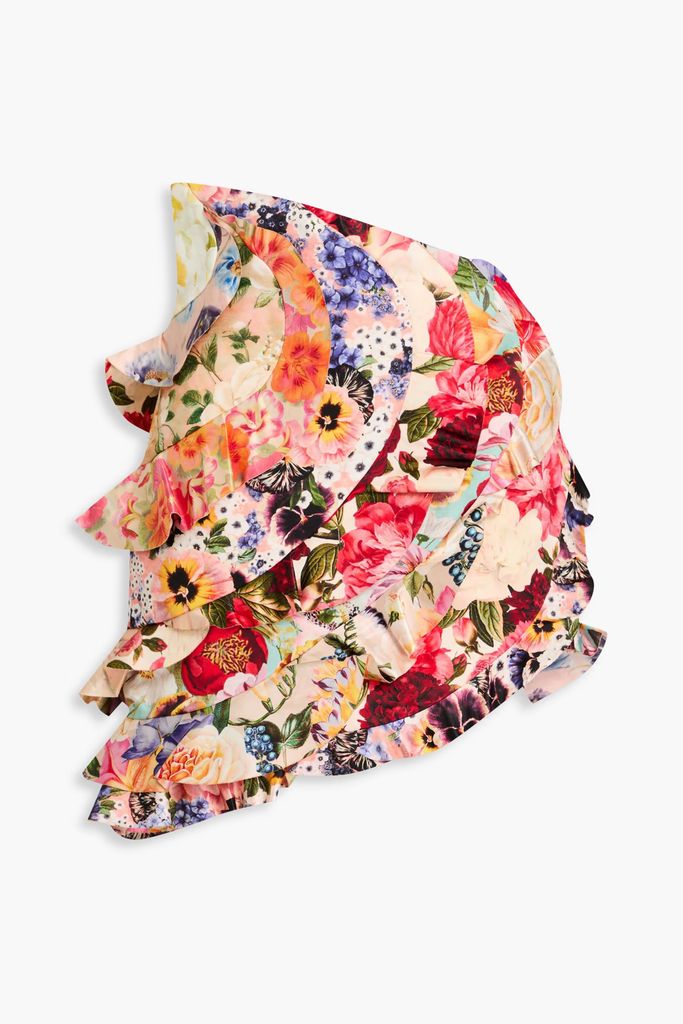Asymmetric floral-print linen and silk-blend mini skirt