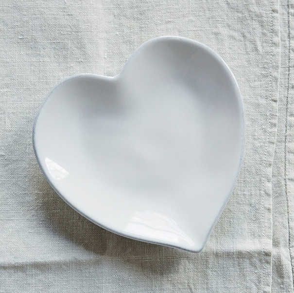 the white company heart shaped plate