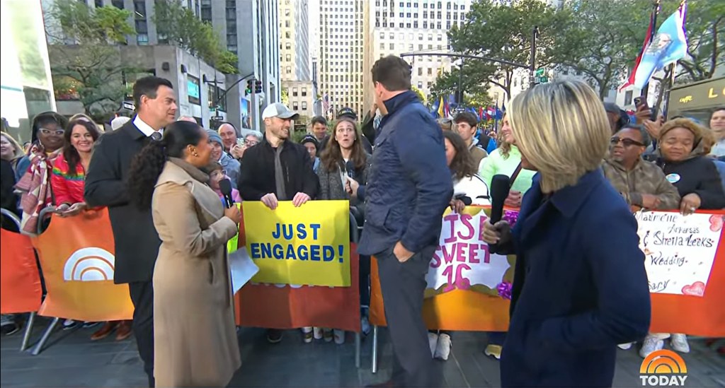 The happy couple were later greeted in person by the Today anchors 