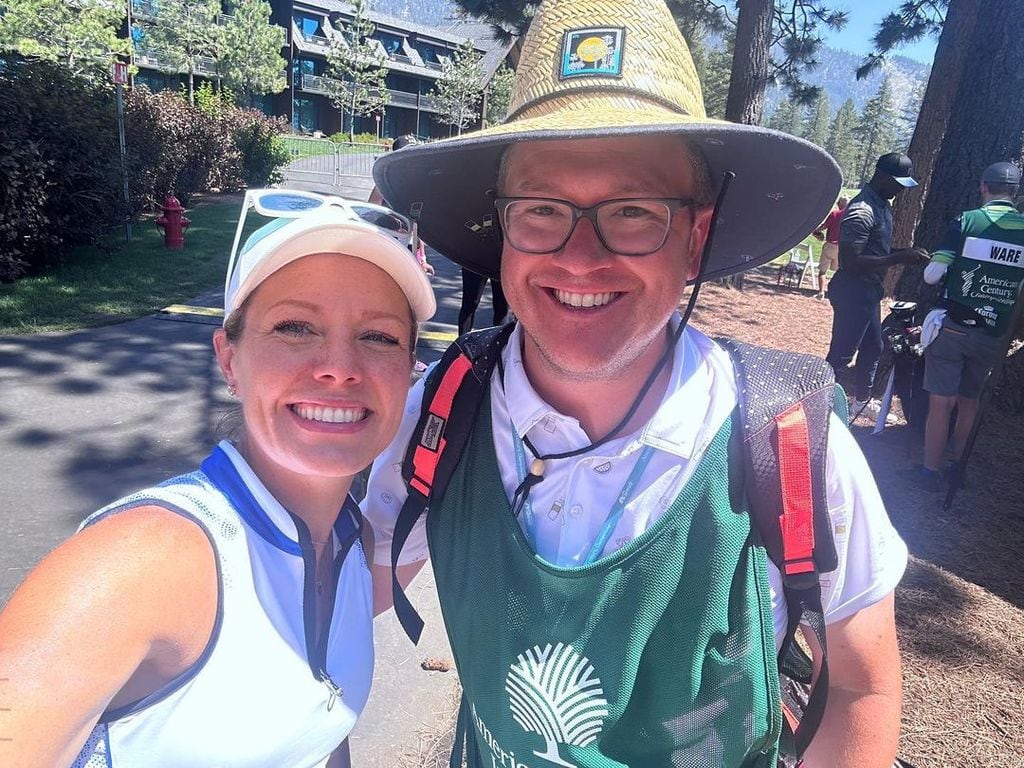 Dylan's husband Brian Fichera is her caddy 